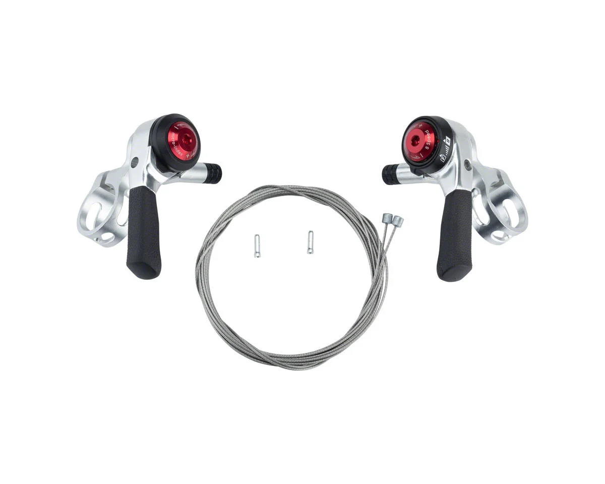 Microshift Thumb Shifters (Silver) (Pair) (2/3 x 8 Speed) (Shimano Compatible) - view 2